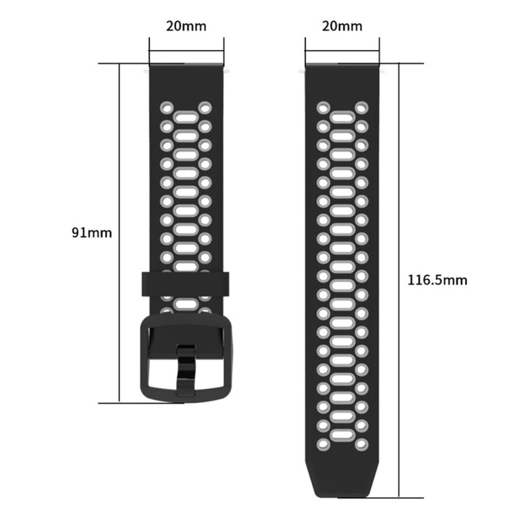 Coros Pace 2 / Garmin vivoactive 5 / GarminActive 5 / Venu Sq 2 Dual Color Watch Strap 20mm Silicone Watchband - Black / Red#serie_3