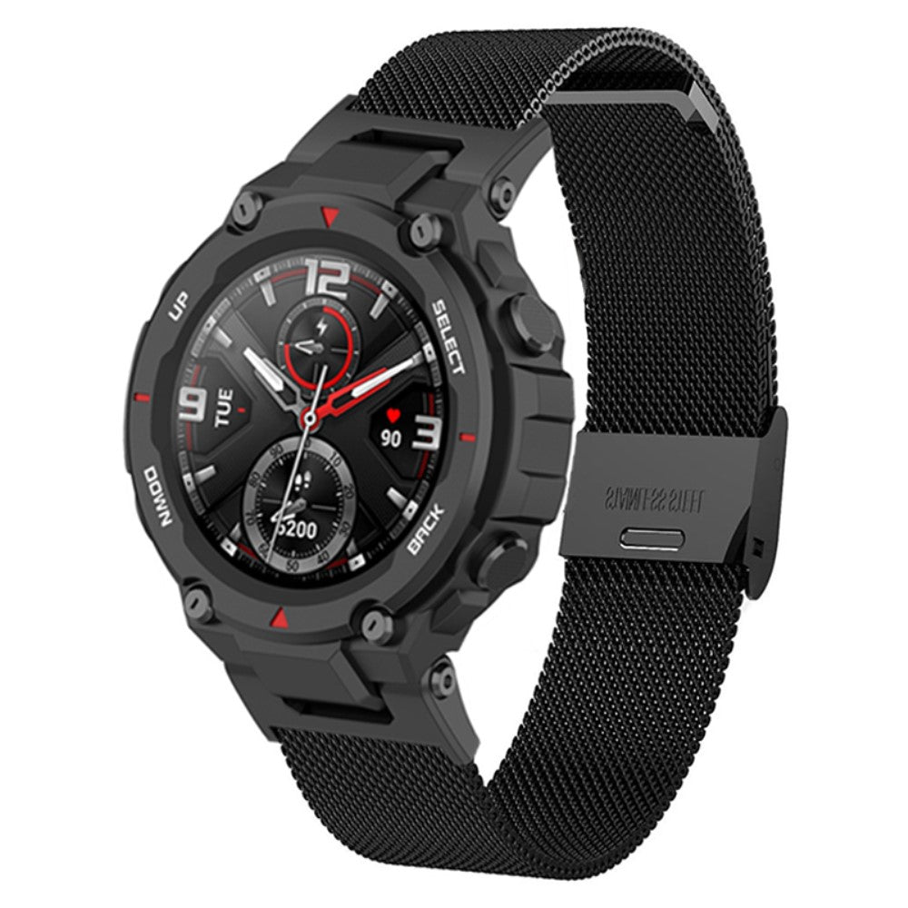 Huami Amazfit T-Rex / T-Rex Pro Metal Milanese Watch Strap Quick Release Watch Band with Buckle - Black#serie_1