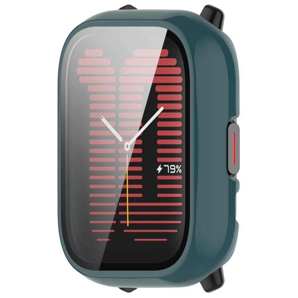 Rigtigt Godt Cover med Skærmbeskytter i Silikone og Glas passer til Amazfit Active - Grøn#serie_3