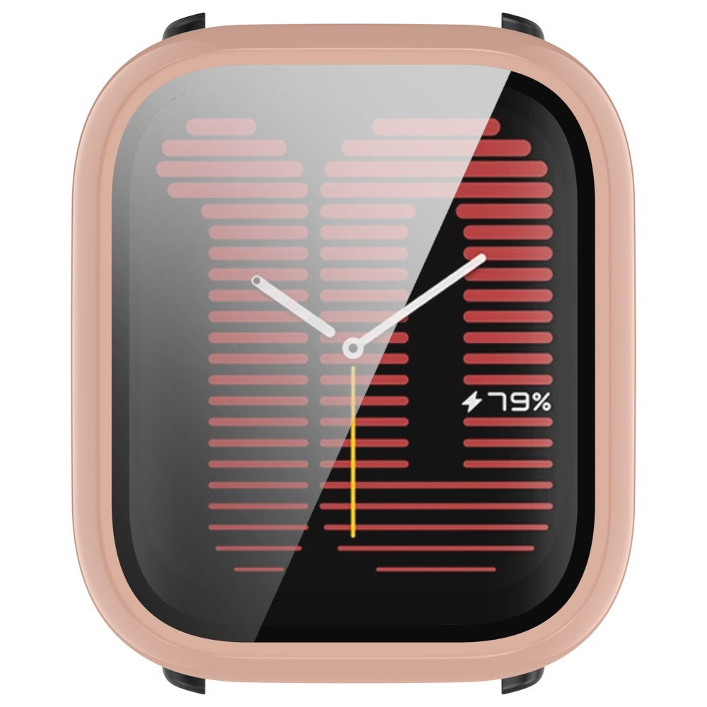 Rigtigt Godt Cover med Skærmbeskytter i Silikone og Glas passer til Amazfit Active - Pink#serie_5