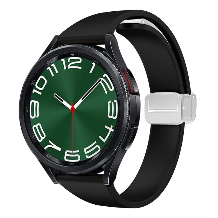 22mm Universal silicone sport strap with silver magnetic buckle - Black#serie_1