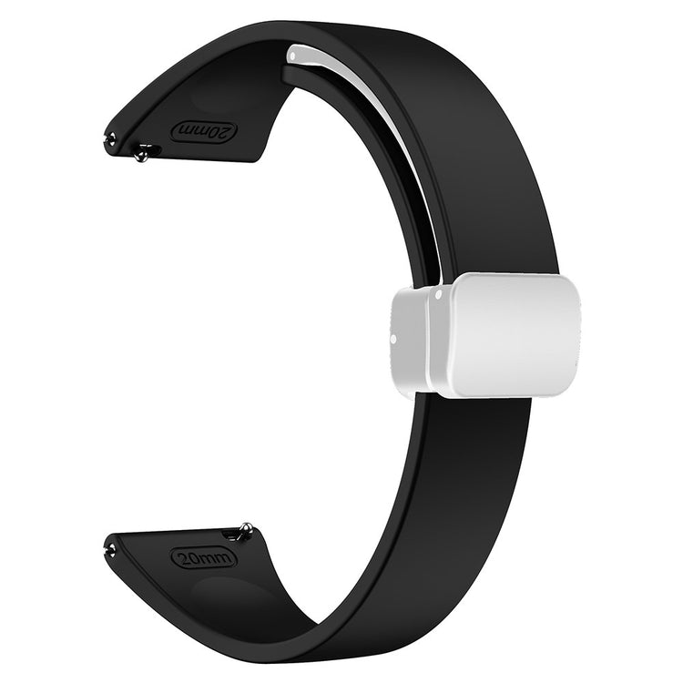 22mm Universal silicone sport strap with silver magnetic buckle - Black#serie_1