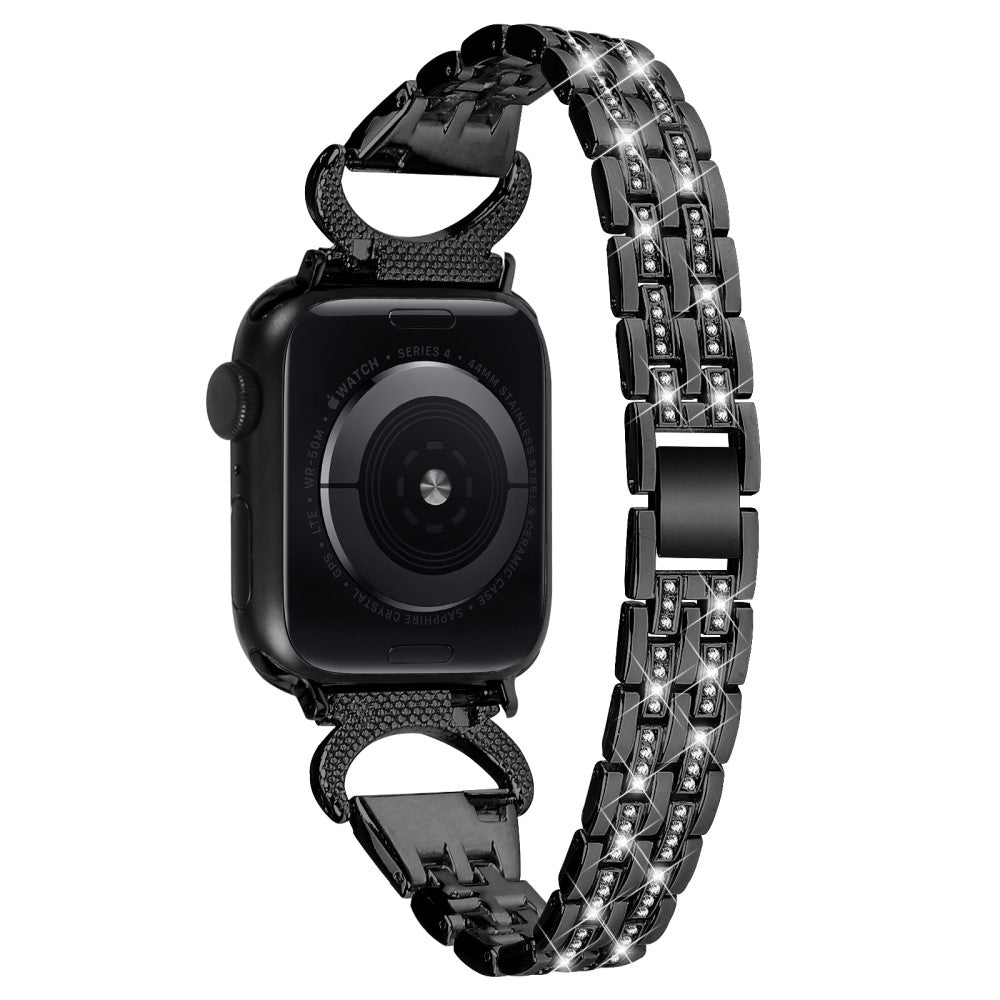 Super Sejt Metal Og Rhinsten Universal Rem passer til Apple Smartwatch - Sort#serie_1