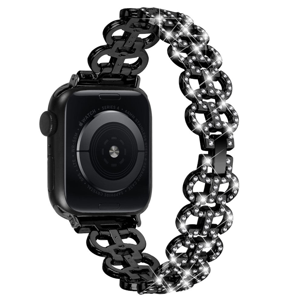 Super Smuk Metal Og Rhinsten Universal Rem passer til Apple Smartwatch - Sort#serie_1