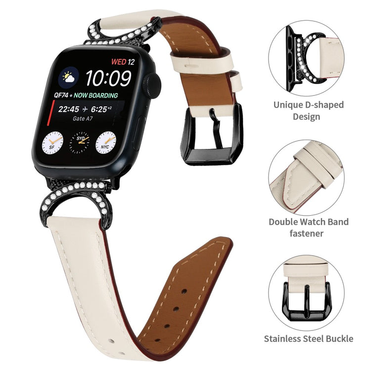 Helt Vildt Pænt Ægte Læder Universal Rem passer til Apple Smartwatch - Hvid#serie_5