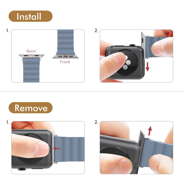 Rigtigt Slidstærk Silikone Universal Rem passer til Apple Smartwatch - Blå#serie_1