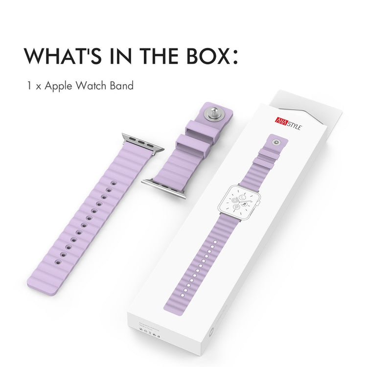 Rigtigt Slidstærk Silikone Universal Rem passer til Apple Smartwatch - Lilla#serie_5
