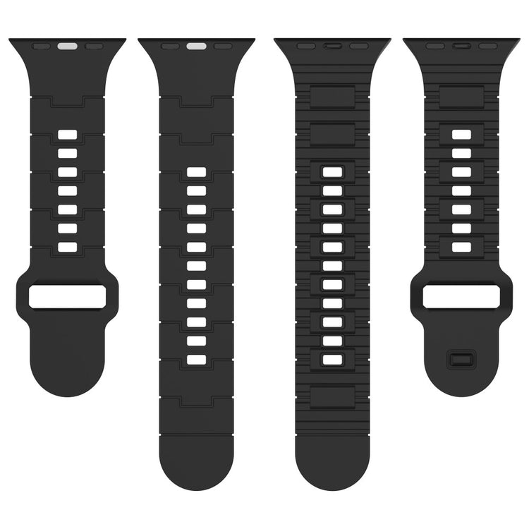 Mega Fed Silikone Universal Rem passer til Apple Smartwatch - Sort#serie_1