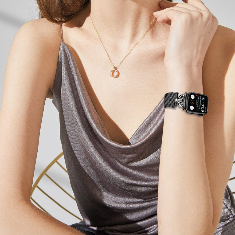 Rhinestone S-shape milanese stainless steel strap Apple Watch Series 9 41mm - Black#serie_1
