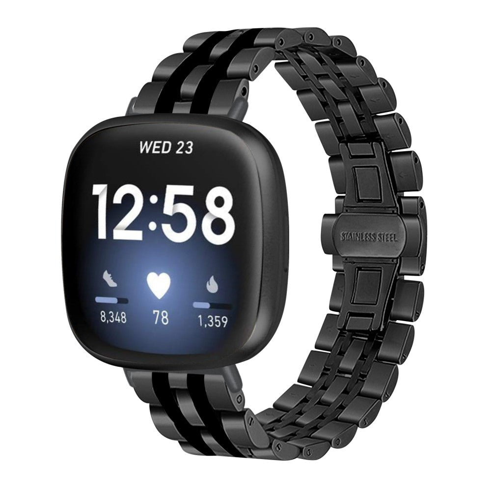 Yndigt Metal Universal Rem passer til Fitbit Sense 2 / Fitbit Versa 4 - Sort#serie_076