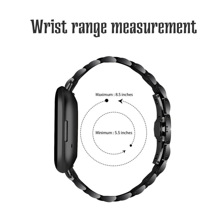 Yndigt Metal Universal Rem passer til Fitbit Sense 2 / Fitbit Versa 4 - Sort#serie_076