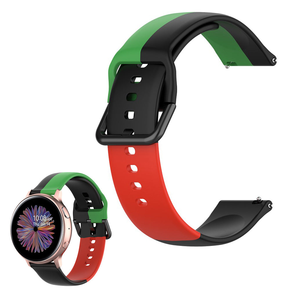 Universal triple color silicone watch band - Black / Green / Red#serie_1