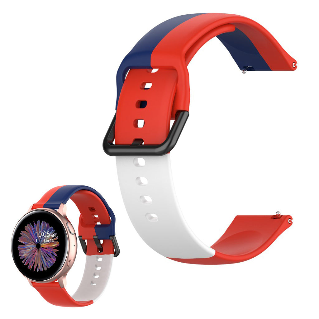 Universal triple color silicone watch band - Red / Blue / White#serie_8