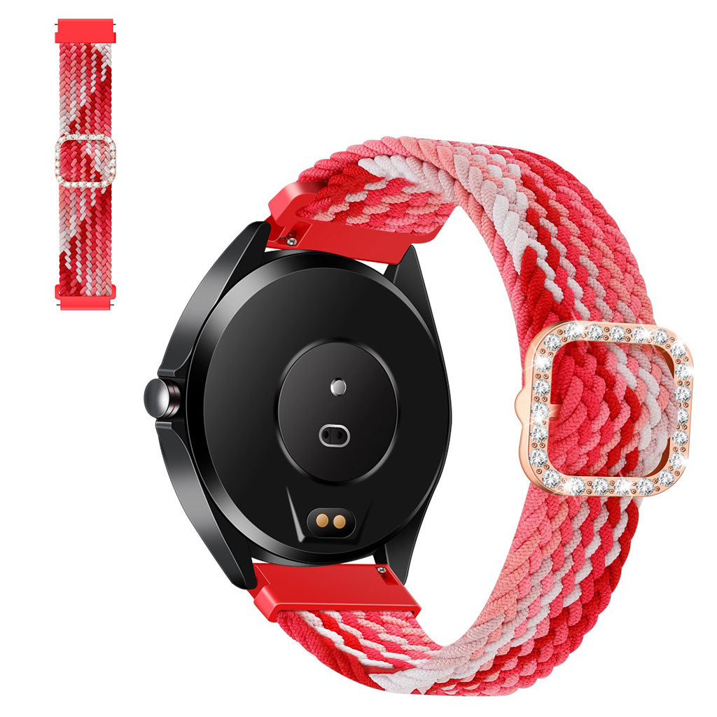 22mm Universal nylon + rhinestone buckle watch strap - Strawberry Red#serie_1