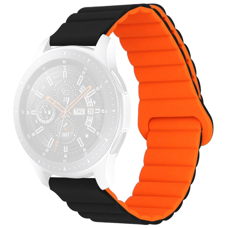 22mm Universal silicone watch strap - Black / Orange#serie_2