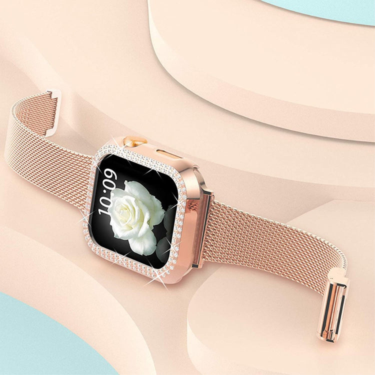 Apple Watch Series 8 (41mm) / Apple Watch Series 7 41mm Metal, Plastik og Rhinsten Rem - Pink#serie_2