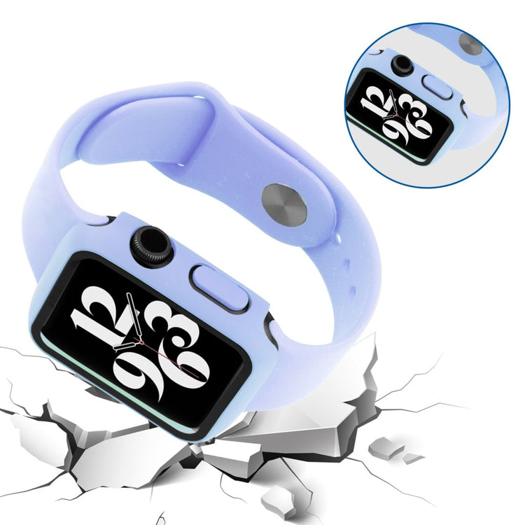 Flot Apple Watch Series 8 (41mm) / Apple Watch Series 7 41mm Cover med Skærmbeskytter i Plastik og Hærdet Glas - Lilla#serie_10
