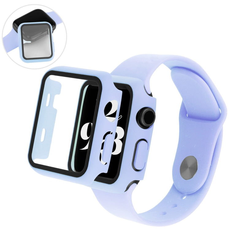Flot Apple Watch Series 8 (41mm) / Apple Watch Series 7 41mm Cover med Skærmbeskytter i Plastik og Hærdet Glas - Lilla#serie_10