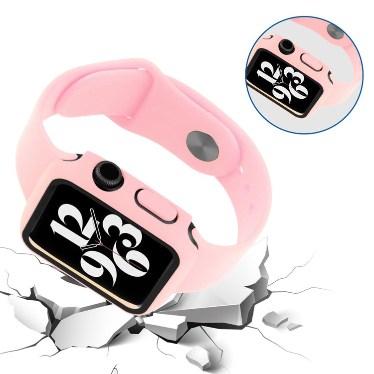 Flot Apple Watch Series 8 (41mm) / Apple Watch Series 7 41mm Cover med Skærmbeskytter i Plastik og Hærdet Glas - Pink#serie_11