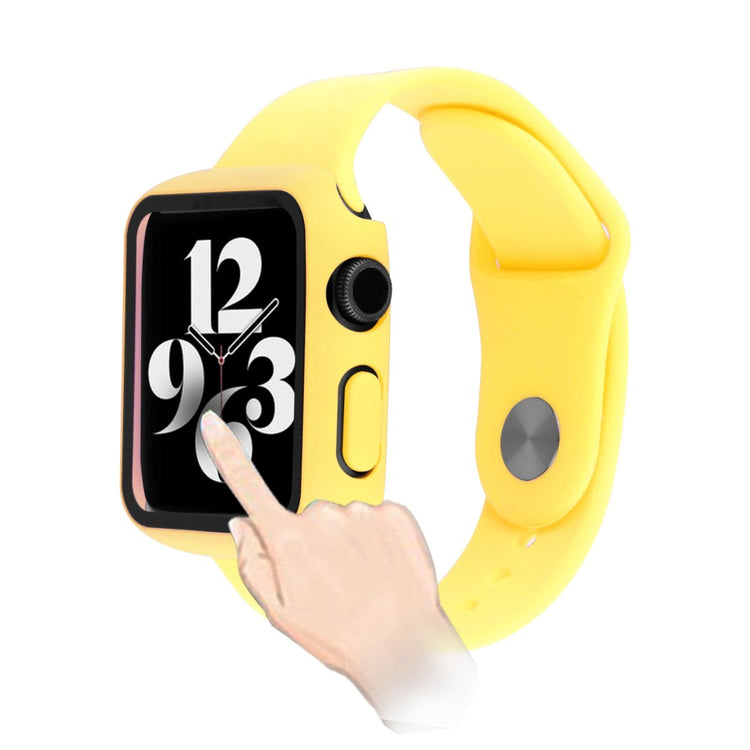 Flot Apple Watch Series 8 (41mm) / Apple Watch Series 7 41mm Cover med Skærmbeskytter i Plastik og Hærdet Glas - Gul#serie_12