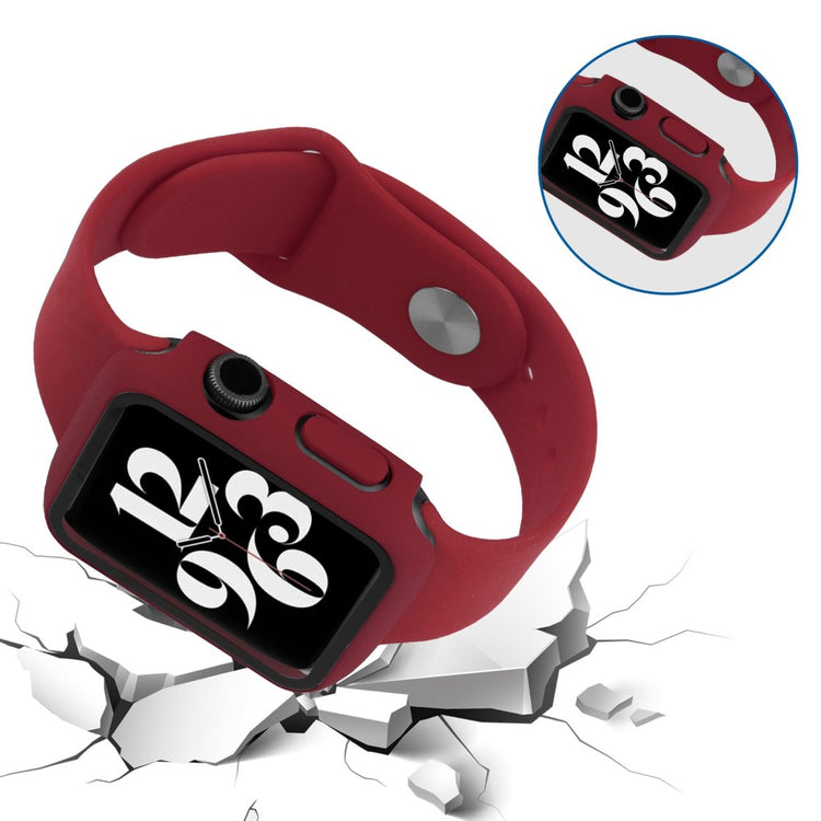 Flot Apple Watch Series 8 (41mm) / Apple Watch Series 7 41mm Cover med Skærmbeskytter i Plastik og Hærdet Glas - Rød#serie_3