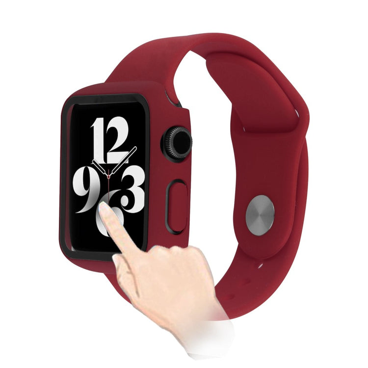 Flot Apple Watch Series 8 (41mm) / Apple Watch Series 7 41mm Cover med Skærmbeskytter i Plastik og Hærdet Glas - Rød#serie_3