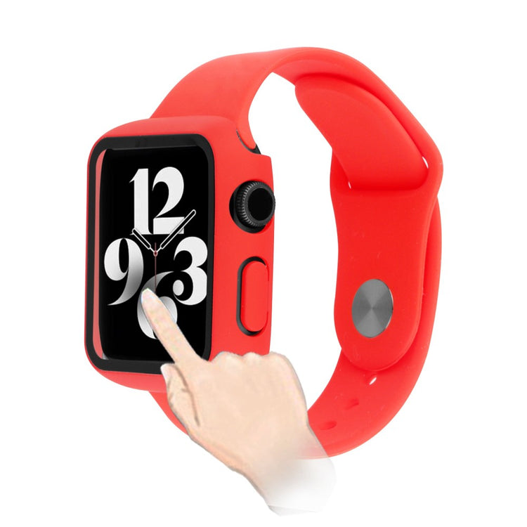 Flot Apple Watch Series 8 (41mm) / Apple Watch Series 7 41mm Cover med Skærmbeskytter i Plastik og Hærdet Glas - Rød#serie_4