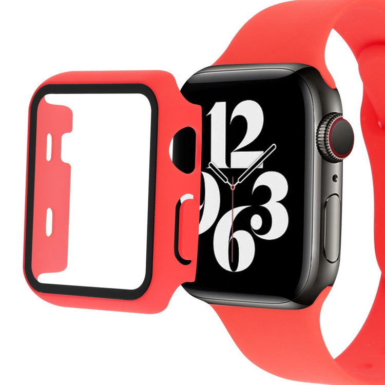 Flot Apple Watch Series 8 (41mm) / Apple Watch Series 7 41mm Cover med Skærmbeskytter i Plastik og Hærdet Glas - Rød#serie_4