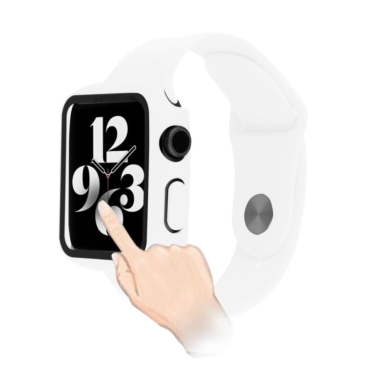 Flot Apple Watch Series 8 (41mm) / Apple Watch Series 7 41mm Cover med Skærmbeskytter i Plastik og Hærdet Glas - Hvid#serie_9