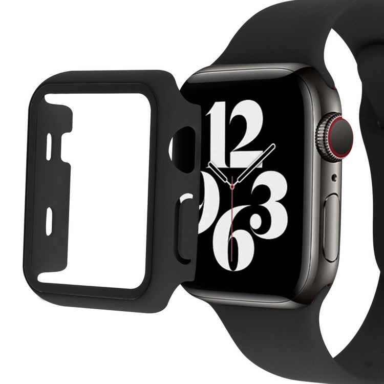 Vildt Fint Apple Watch Series 8 (45mm) / Apple Watch Series 7 45mm Cover med Skærmbeskytter i Plastik og Hærdet Glas - Sort#serie_1