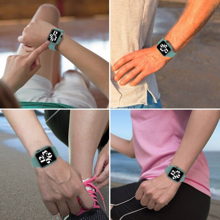 Vildt Fint Apple Watch Series 8 (45mm) / Apple Watch Series 7 45mm Cover med Skærmbeskytter i Plastik og Hærdet Glas - Grøn#serie_13