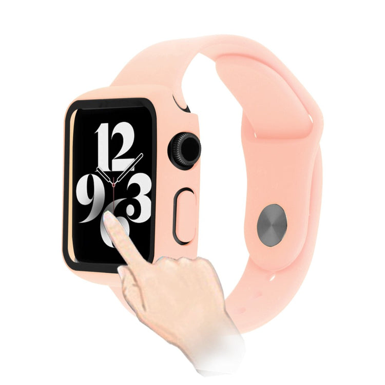 Vildt Fint Apple Watch Series 8 (45mm) / Apple Watch Series 7 45mm Cover med Skærmbeskytter i Plastik og Hærdet Glas - Pink#serie_8
