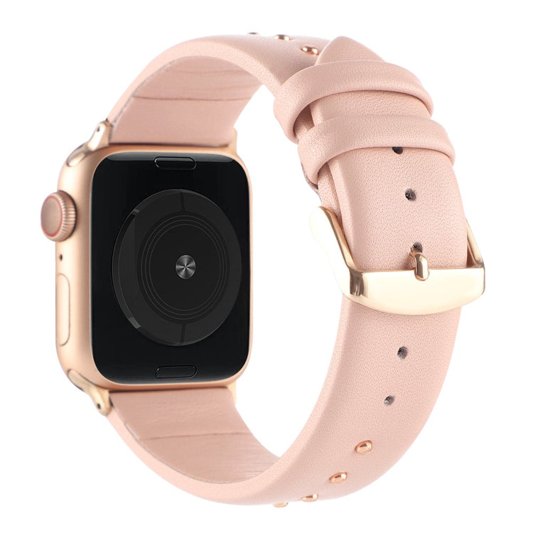 Super Sejt Ægte Læder Universal Rem passer til Apple Smartwatch - Pink#serie_1