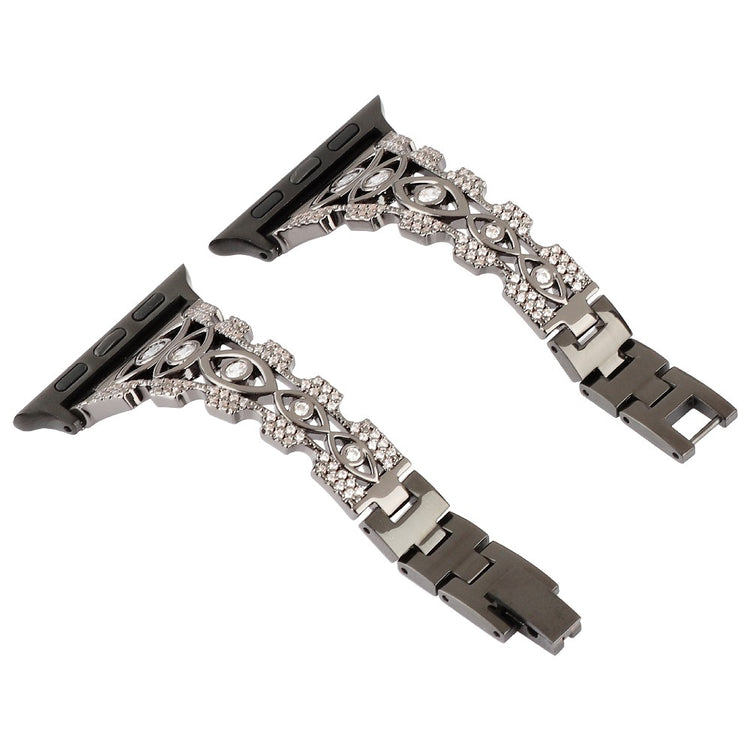 Skøn Metal Og Rhinsten Universal Rem passer til Apple Smartwatch - Sort#serie_1