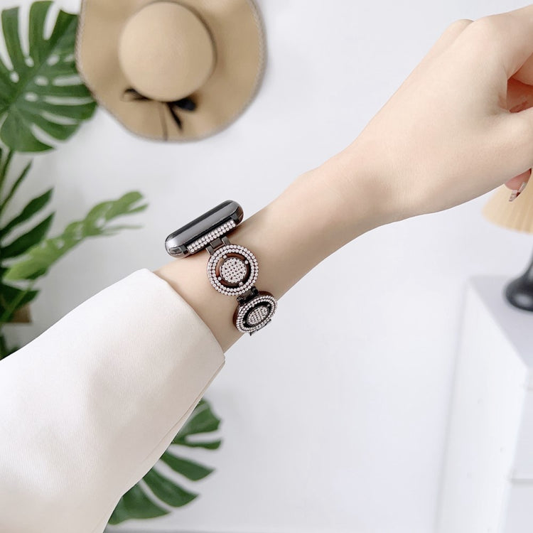 Klassisk Metal Og Rhinsten Universal Rem passer til Apple Smartwatch - Sort#serie_1