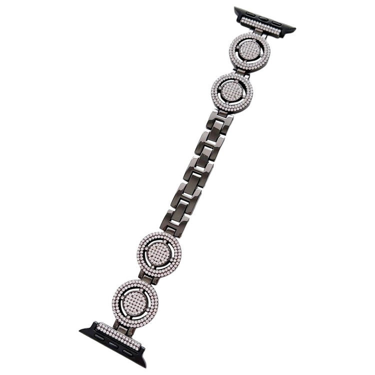 Klassisk Metal Og Rhinsten Universal Rem passer til Apple Smartwatch - Sort#serie_1