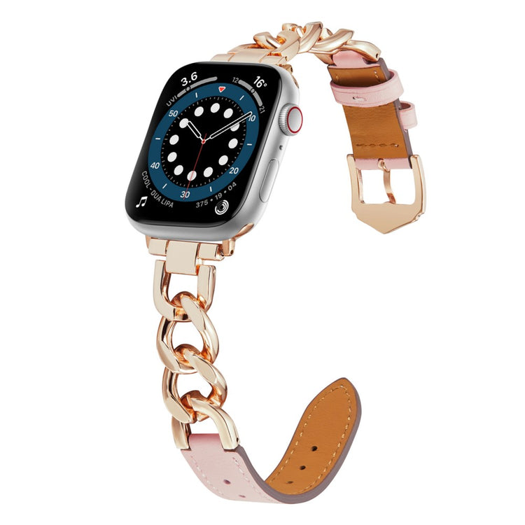 Elegant Metal Og Kunstlæder Universal Rem passer til Apple Smartwatch - Pink#serie_2