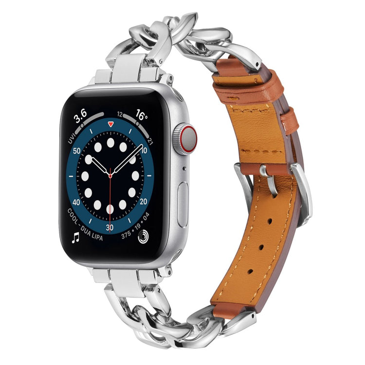 Elegant Metal Og Kunstlæder Universal Rem passer til Apple Smartwatch - Brun#serie_7
