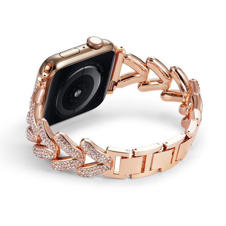 Superflot Metal Og Rhinsten Universal Rem passer til Apple Smartwatch - Pink#serie_5