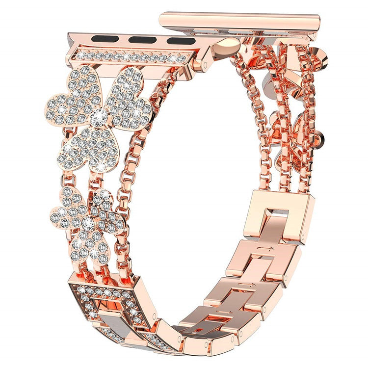 Mega Fint Metal Og Rhinsten Universal Rem passer til Apple Smartwatch - Pink#serie_1