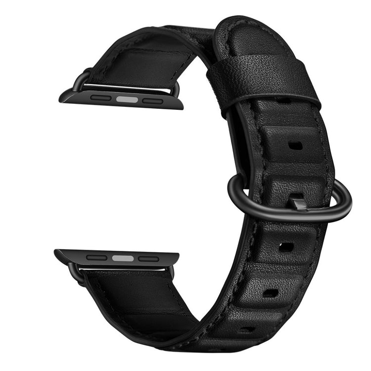 Apple Watch Series 5 40mm / Apple Watch 40mm Ægte læder Rem - Sort#serie_1