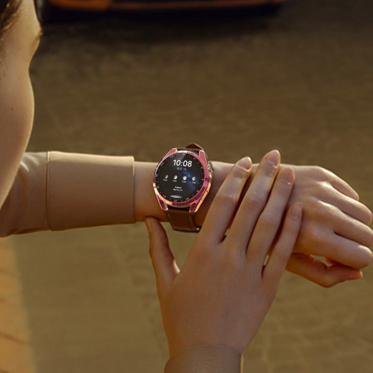 Mega Godt Huawei Watch 3 Cover med Skærmbeskytter i Plastik og Hærdet Glas - Pink#serie_5