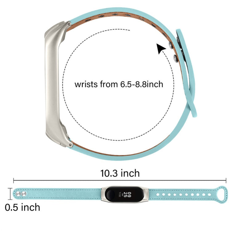 Xiaomi Mi Smart Band 4 / Xiaomi Mi Band 3 Ægte læder Urrem - Blå#serie_10