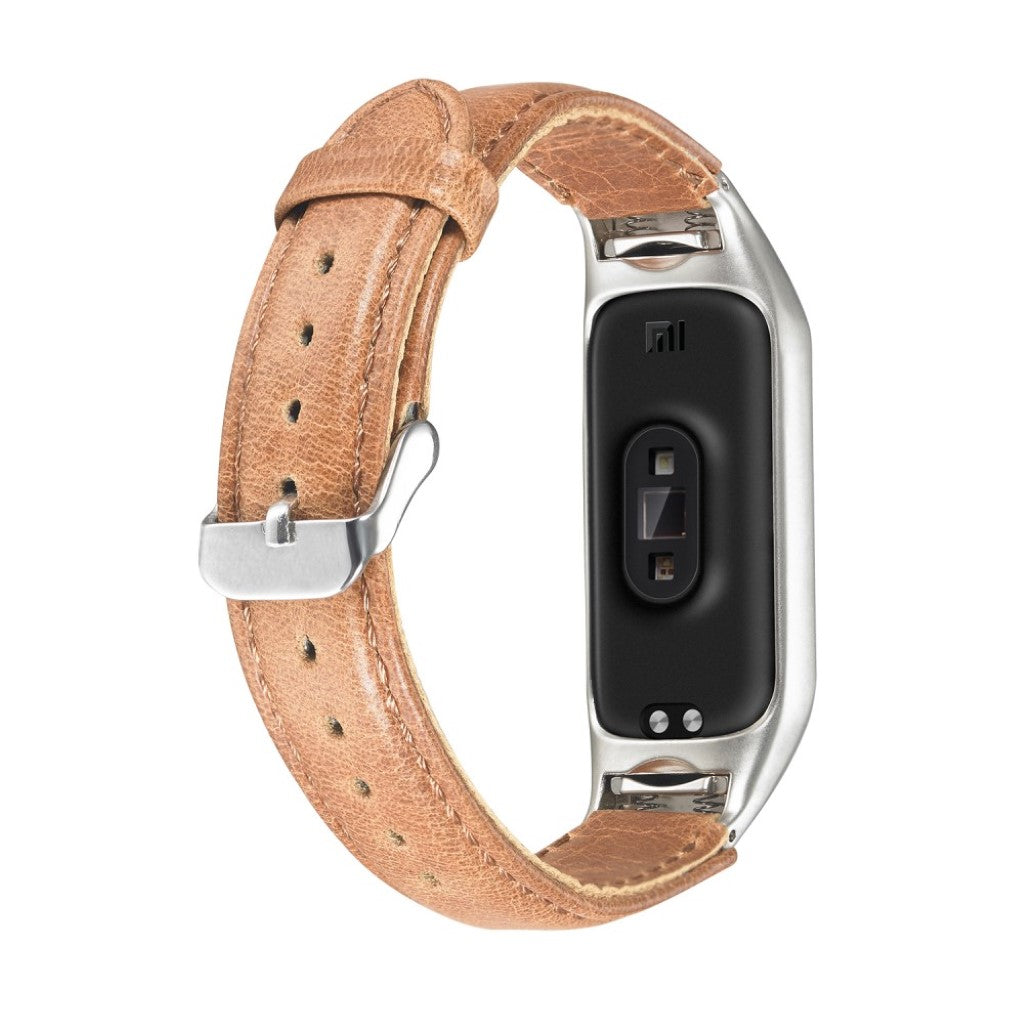 Meget fint Xiaomi Mi Band 5 Ægte læder Rem - Brun#serie_012
