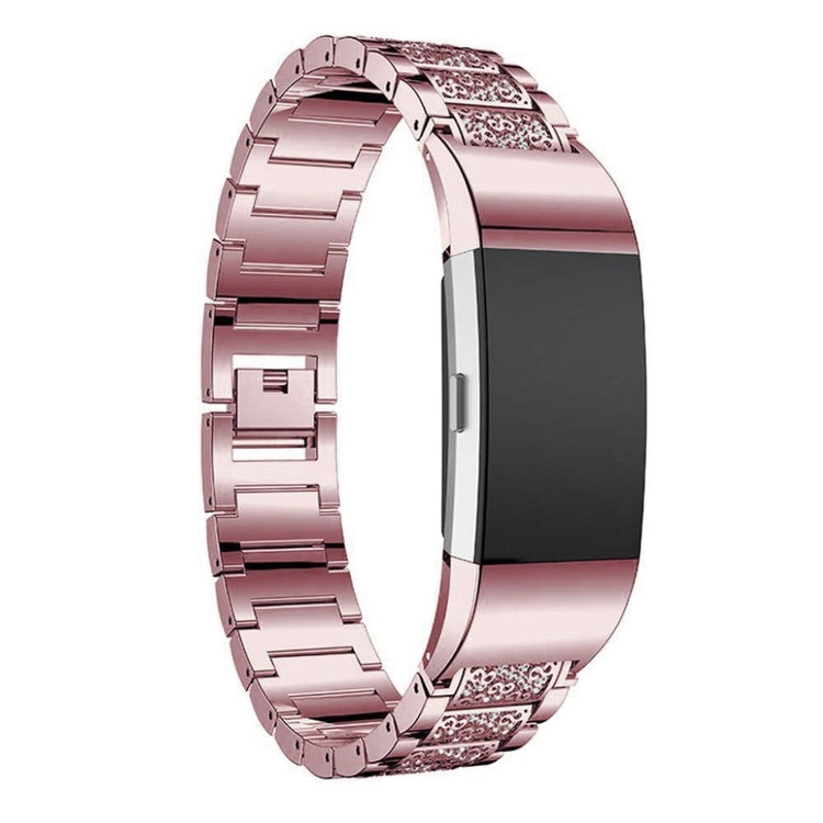 Fed Fitbit Charge 4 / Fitbit Charge 3 Metal og Rhinsten Rem - Pink#serie_027