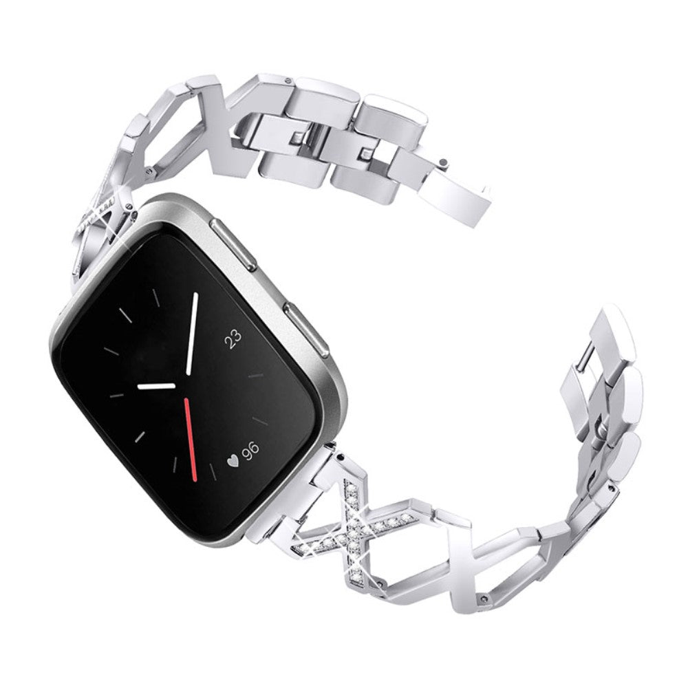 Fitbit Versa 2 / Fitbit Versa Lite Metal og Rhinsten Rem - Sølv#serie_041