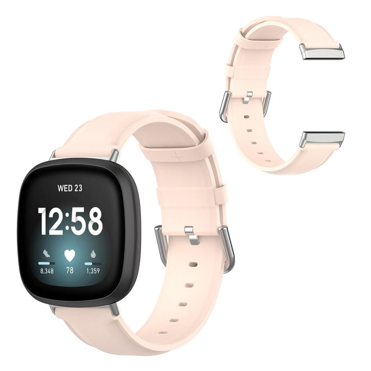 Vildt hårdfør Fitbit Versa 3 / Fitbit Sense Ægte læder Rem - Pink#serie_3