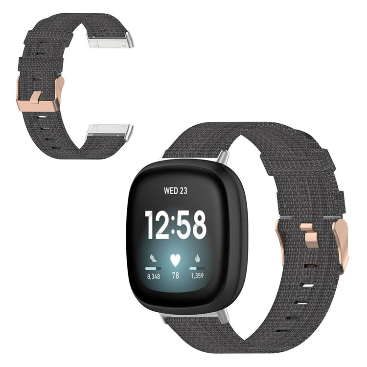Meget komfortabel Fitbit Versa 3 / Fitbit Sense Nylon Rem - Sølv#serie_2