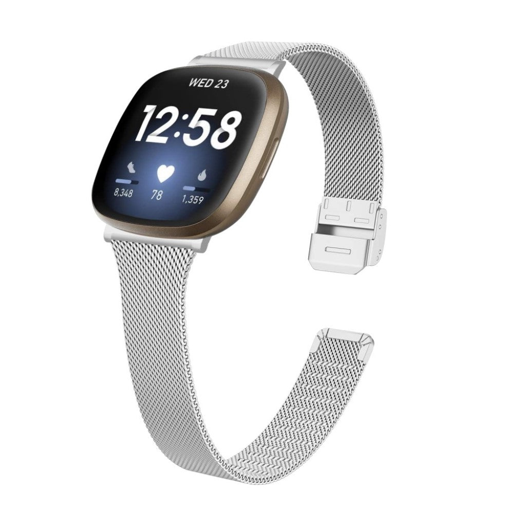 Helt vildt elegant Fitbit Versa 3 / Fitbit Sense Metal Rem - Sølv#serie_033