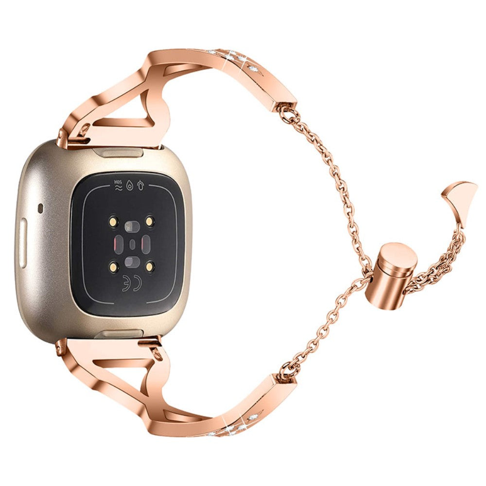 Supercool Fitbit Versa 3 Metal og Rhinsten Rem - Pink#serie_1
